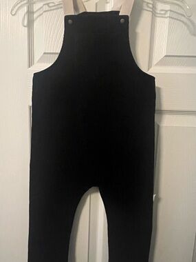 Kids Black Overalls with Adjustable Straps